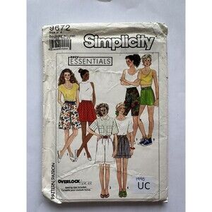 Vintage Simplicity Sewing Pattern 9672 Full Slim Cuffed Shorts Sz 6-24 UNCUT